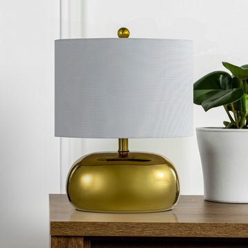 Calix 20" Mid-Century Glam Ceramic/Iron LED Table Lamp - JONATHAN Y